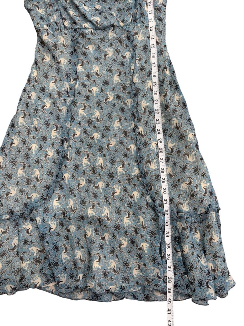 Vtg M.S.S.P Womens Size M Silk Dress Blue Floral Cottage Slip-Dress Y2K - Picture 6 of 7